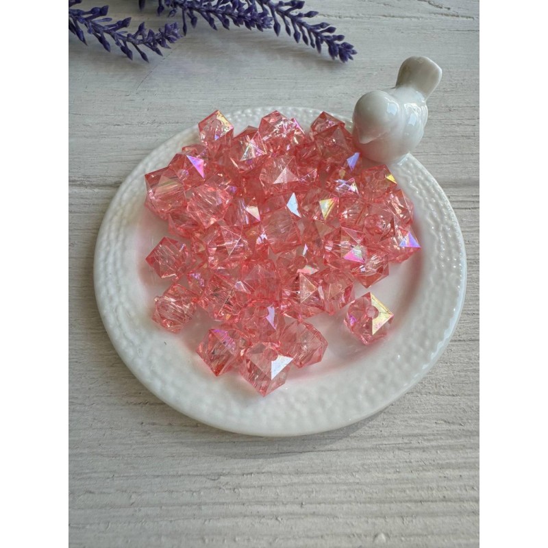 Намистини Куб " Кришталеві Хамелеон " 10 мм, рожеві   500 грам