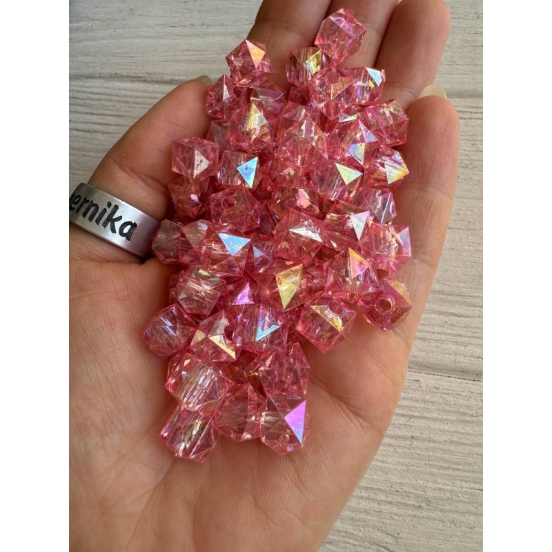 Намистини Куб " Кришталеві Хамелеон " 10 мм, рожеві   500 грам