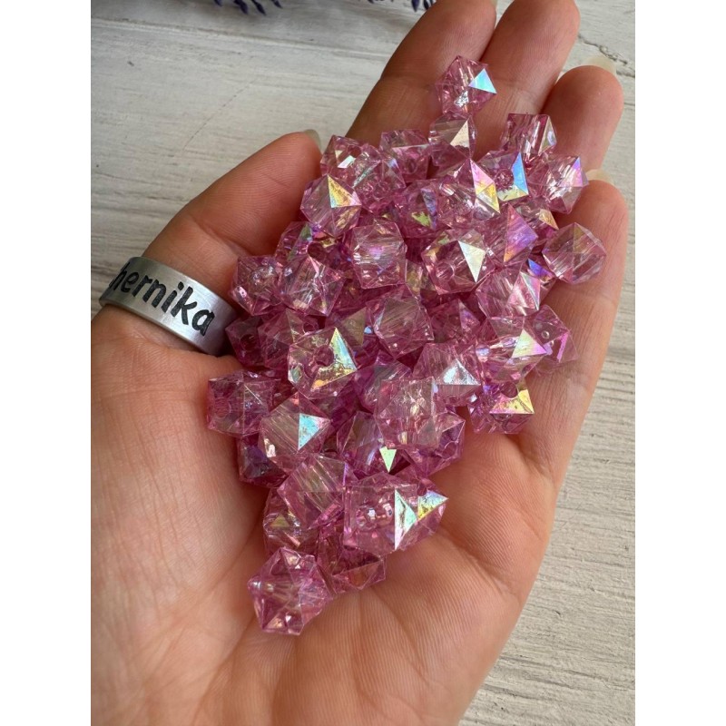 Намистини Куб " Кришталеві Хамелеон " 10 мм,  бузкові   500 грам