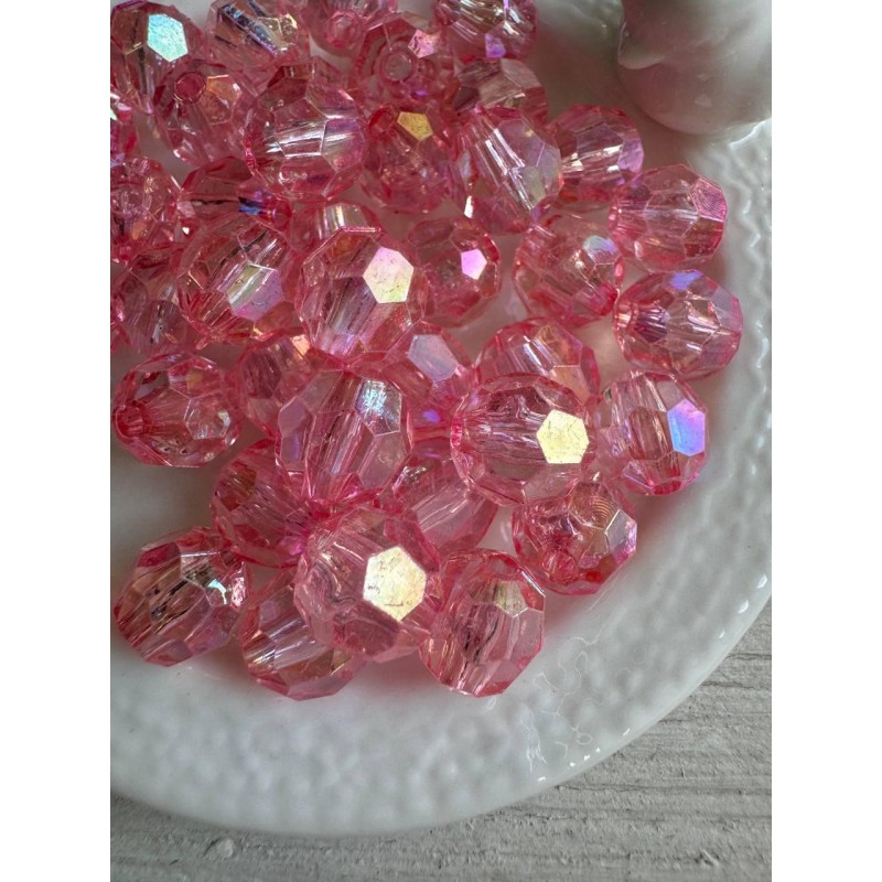 100 грам намистини " Кришталеві Хамелеон круглі  " рожеві   10 мм