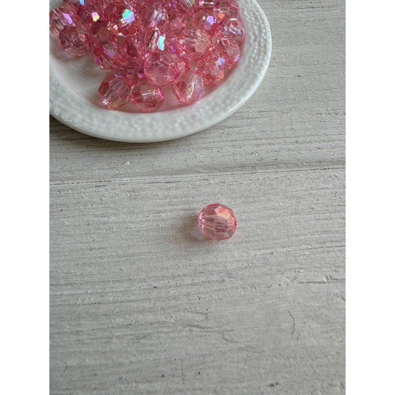 100 грам намистини " Кришталеві Хамелеон круглі  " рожеві   10 мм