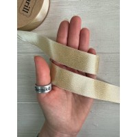 Стрічка атласна з люрексом 2.5 см " Сяйво " світле золото  18 метрів