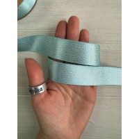 Лента атласная с люрексом 2,5 см " Сияние "  , голубая   18 метров