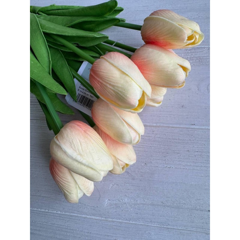 Тюльпани штучні букет персикові з рожевим  9 шт