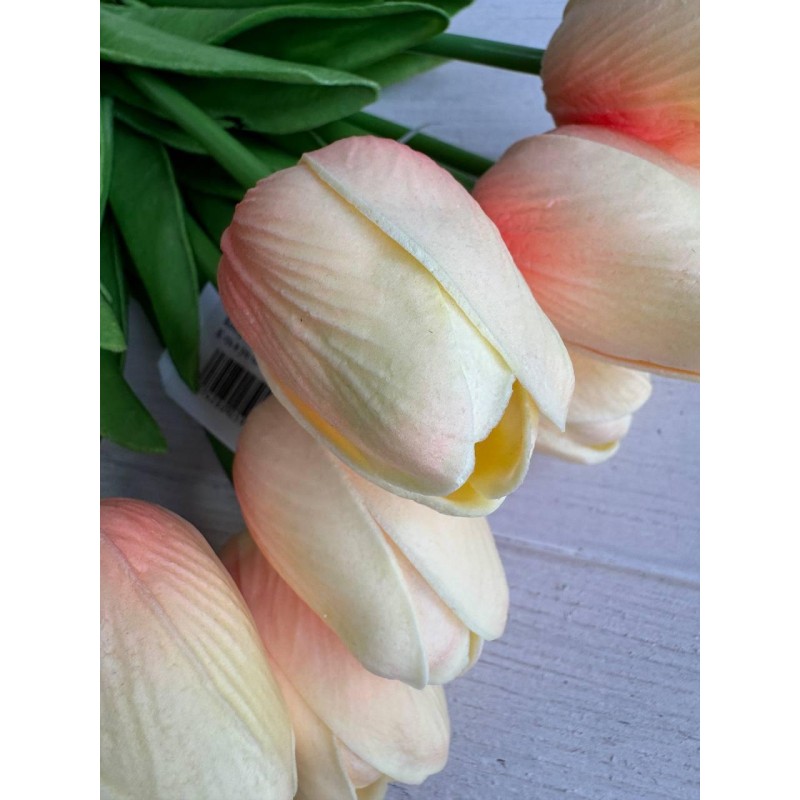 Тюльпани  букет , персикові з рожевим  9 шт