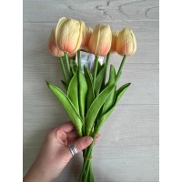 Тюльпаны букет  , персиковые с розовым 9 шт