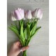 Тюльпани штучні букет білі з бузковим   9 шт
