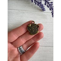Подвеска металлическая "  Чашка с сердечком "  бронза    10 шт