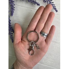Кольцо для брелока с карабином и цепочкой ,  серебро  1 шт
