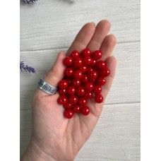 Бусины круглые " Жемчуг  " 10 мм  красные  500 грам