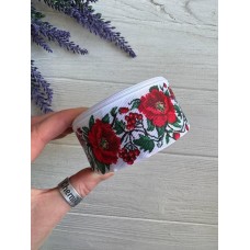 Репс    " Маки и калина    " белый фон    4 см    22,5 метра
