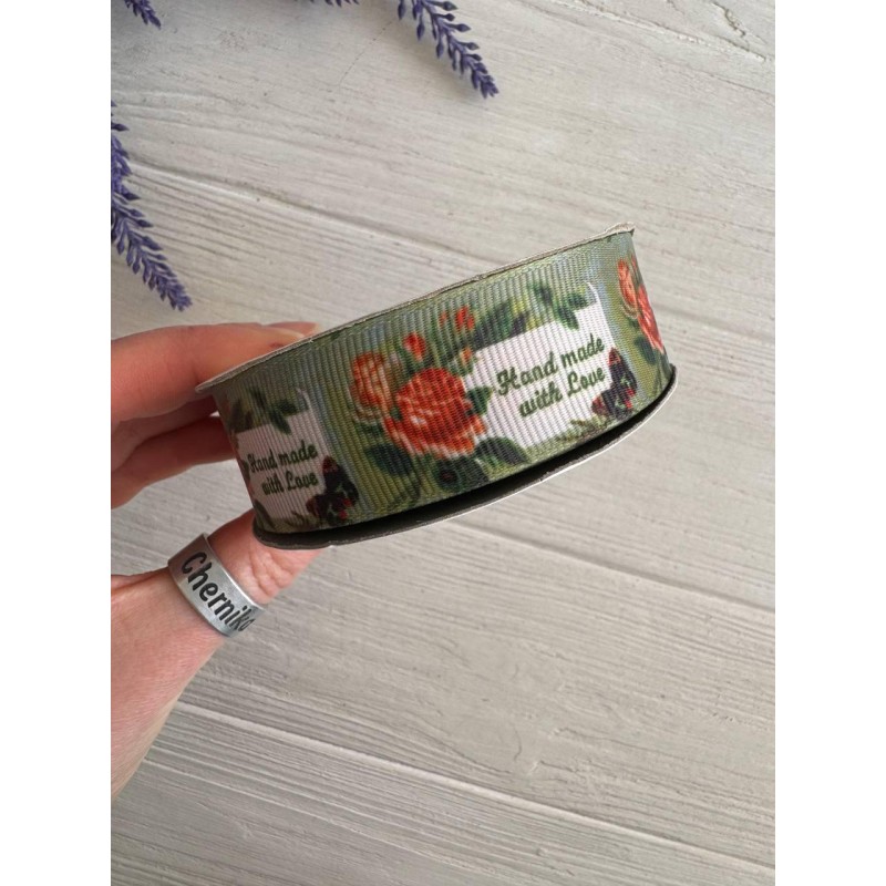 Репс  " Handmade with love 2,5 см  "         22,5 метра