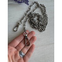 Комплект Цепочка  с карабином  № 9 ,  серебро       120 см