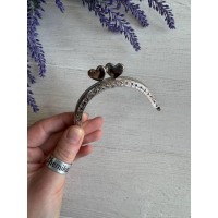 Фермуар пришивной " Сердца  "  , серебро   1 шт