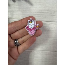 Кабошон плоский "  Эдинорог мороженное " 10 шт