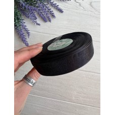 Стрічка Органза 2,0 см чорна  ,  45 метрів