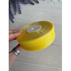 Стрічка Органза 2,5 см жовта  ,  45 метрів