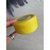 Стрічка Органза 4,0 см, світло жовта  45 метрів