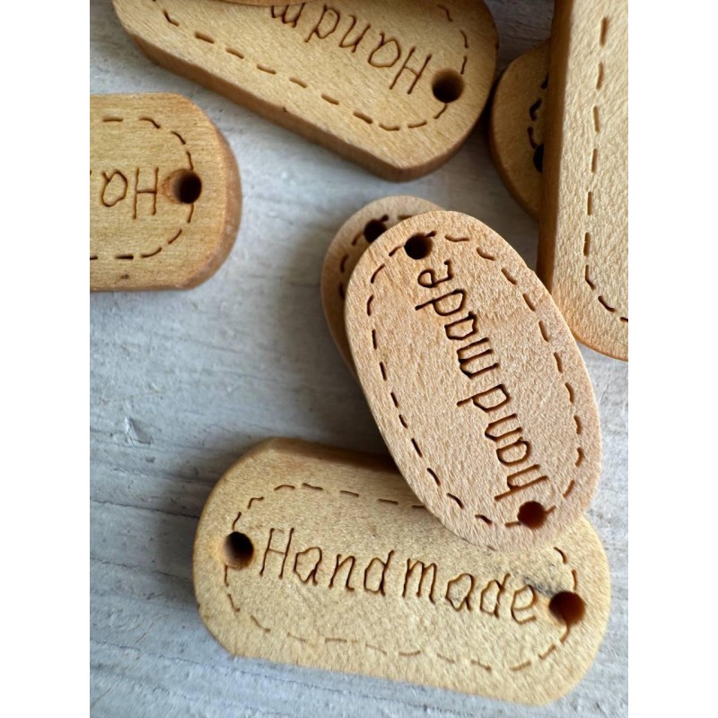 Бирки деревянные  " Handmade "  ,  натуральный цвет  20 шт