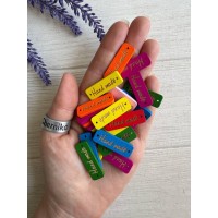 Бірки дерев'яні прямокутні " Handmade " кольорові  20 шт