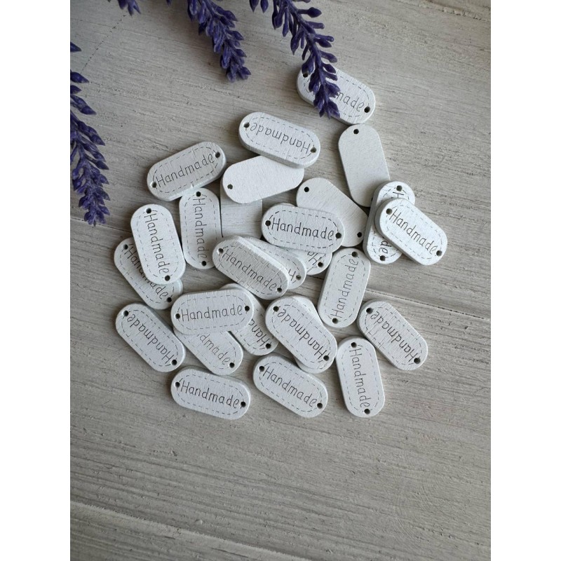 Бірки дерев'яні  " Handmade "  , білі 20 шт