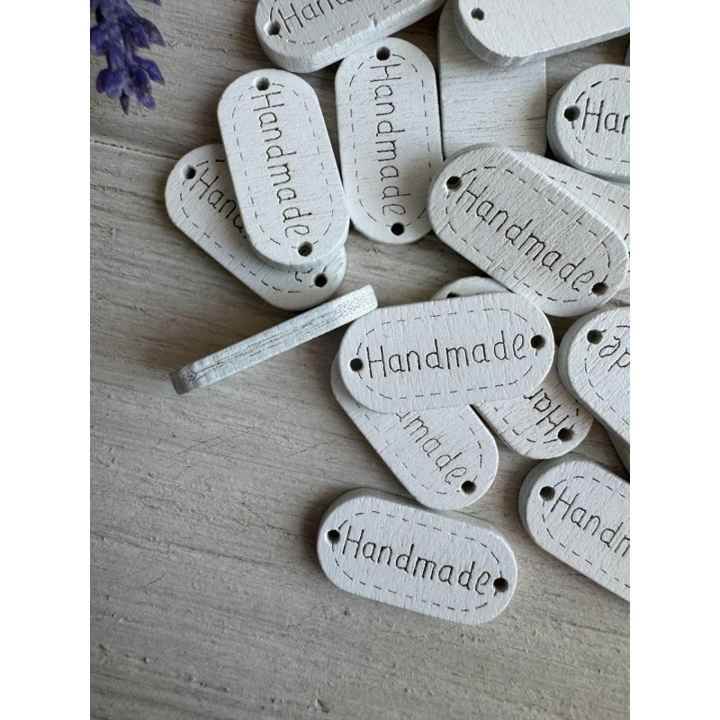 Бірки дерев'яні  " Handmade "  , білі 20 шт