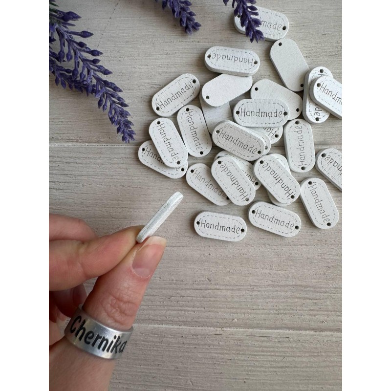 Бірки дерев'яні  " Handmade "  , білі 20 шт