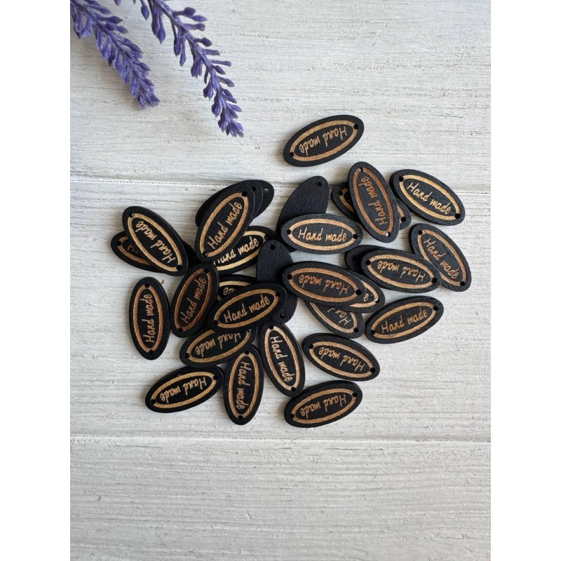 Бірки дерев'яні  " Handmade "  , чорні  20 шт