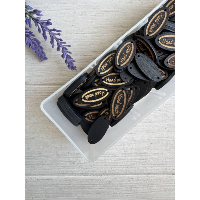 Бірки дерев'яні  " Handmade "  , чорні  20 шт