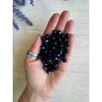 Бусины круглые " Хрустальные "    8 мм ,  черные  непрозрачные     500 грамм