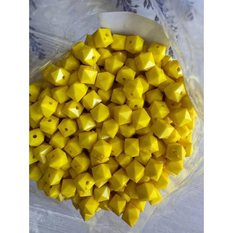 Намистини  " Куб Грановані матові " 10 мм, жовті  500 грамів