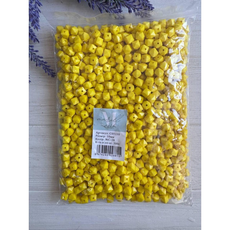 Намистини  " Куб Грановані матові " 10 мм, жовті  500 грамів
