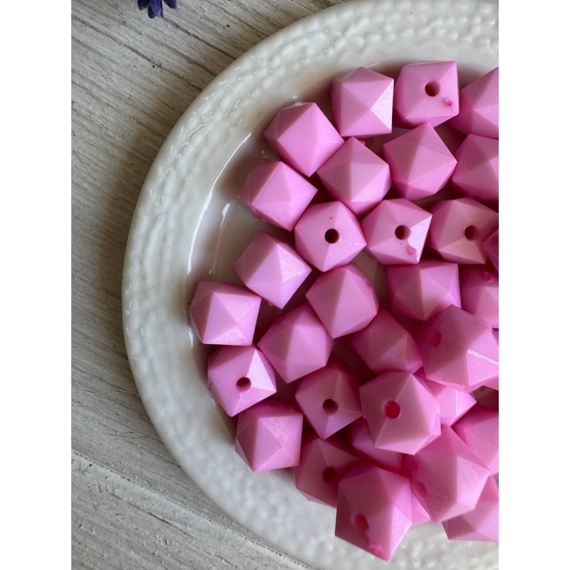Намистини " Куб Грановані матові  " 10 мм, рожеві  500 грамів