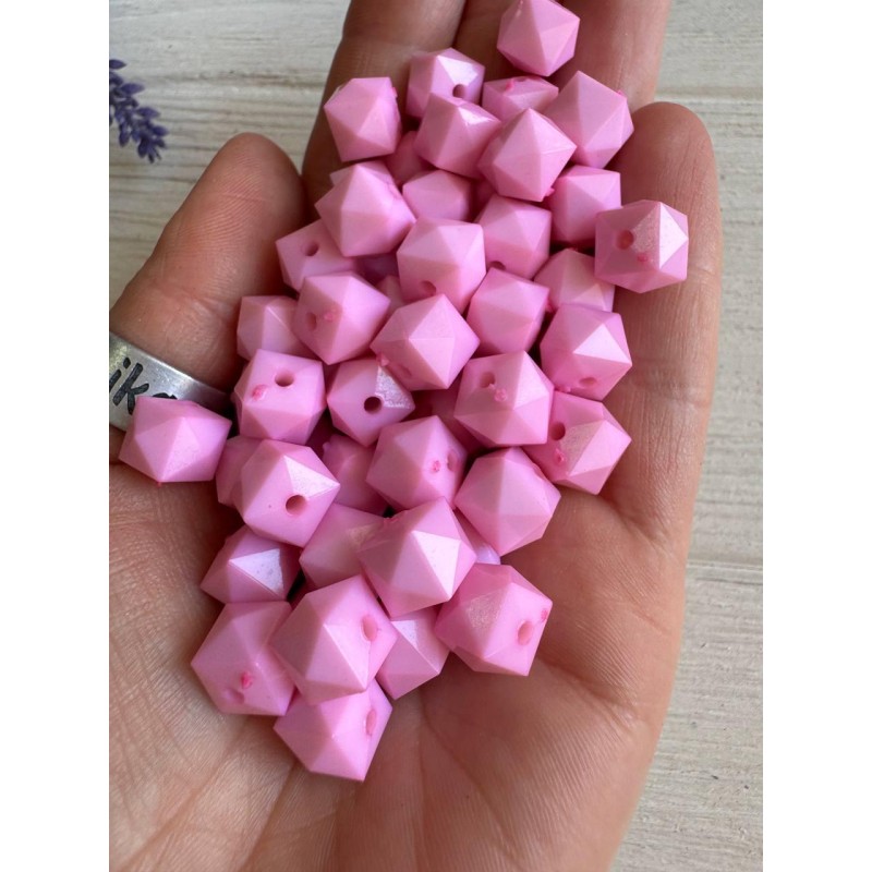 Намистини " Куб Грановані матові  " 10 мм, рожеві  500 грамів