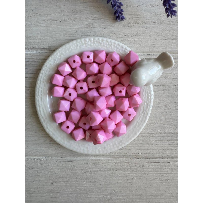 Намистини " Куб Грановані матові  " 10 мм, рожеві  500 грамів