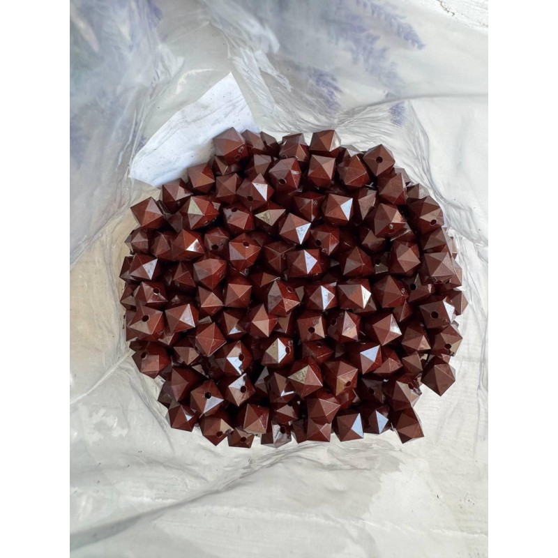 Намистини " Куб Грановані матові " бордо 10 мм,  500 грамів