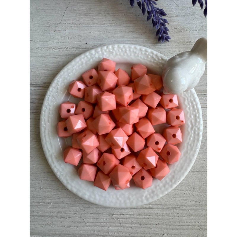 Намистини  " Куб Грановані матові  " 10 мм, персикові   500 грамів