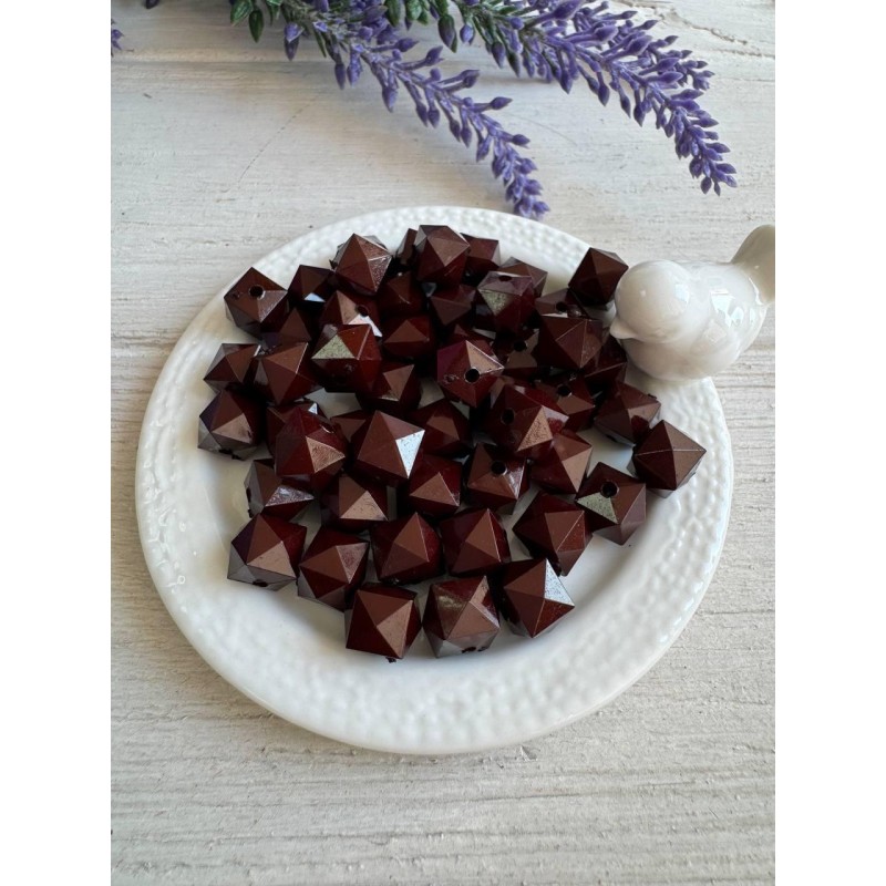 Намистини  "Куб  Грановані матові  " 10 мм, темно коричневий   500 грамів