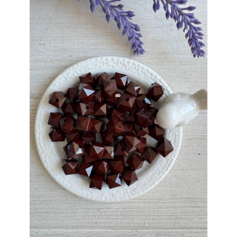 Намистини " Куб Грановані матові " бордо 10 мм,  500 грамів