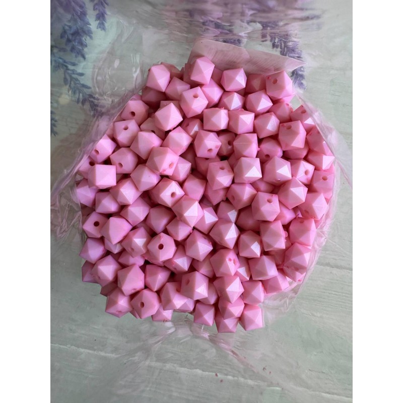 Намистини " Куб Грановані матові  " 10 мм, рожеві  500 грамів