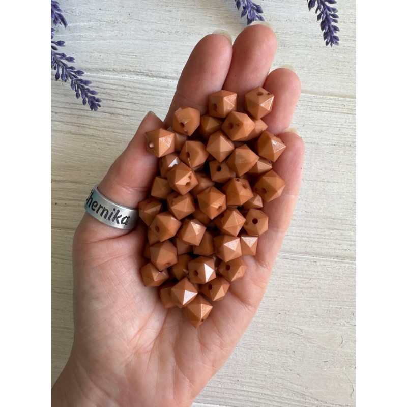 Намистини "Куб  Грановані матові " 10 мм, капучино  500 грамів