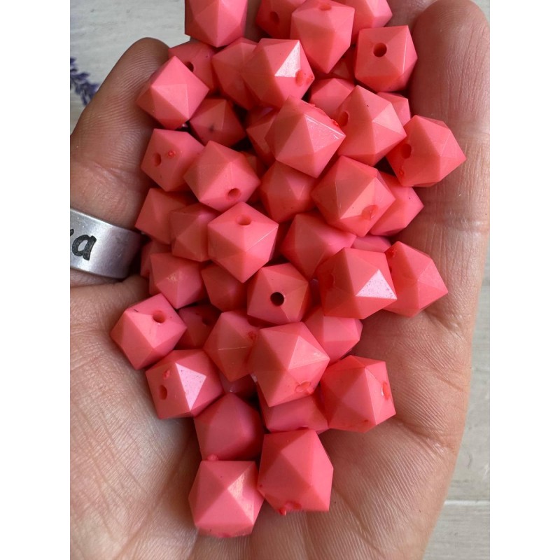 Намистини " Куб Грановані матові " 10 мм, рожево персиковий  500 грамів