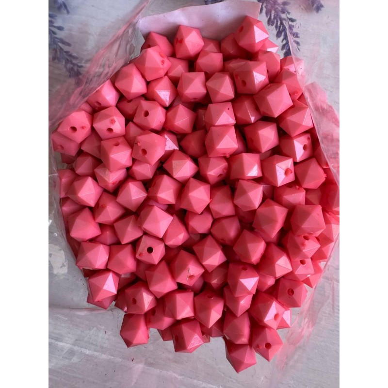 Намистини " Куб Грановані матові " 10 мм, рожево персиковий  500 грамів