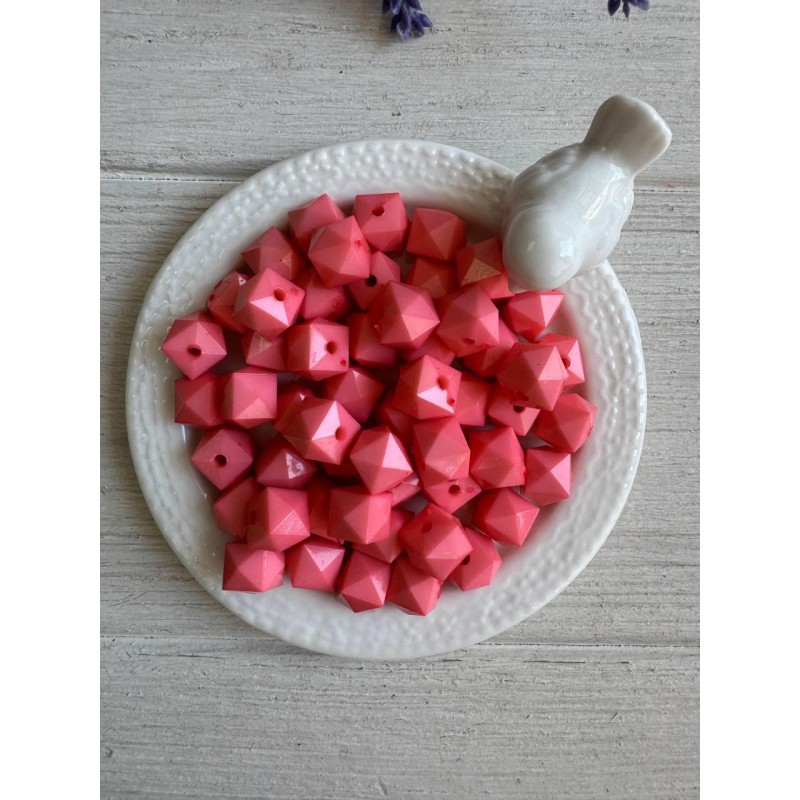 Намистини " Куб Грановані матові " 10 мм, рожево персиковий  500 грамів