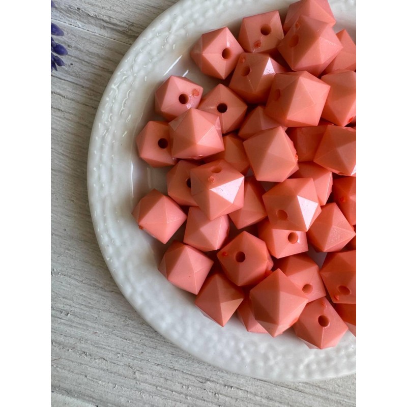 Намистини  " Куб Грановані матові  " 10 мм, персикові   500 грамів
