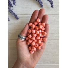 Намистини  " Куб Грановані матові  " 10 мм, персикові   500 грамів