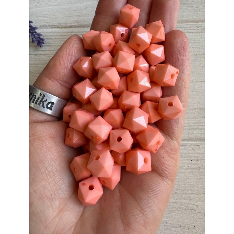 Намистини  " Куб Грановані матові  " 10 мм, персикові   500 грамів