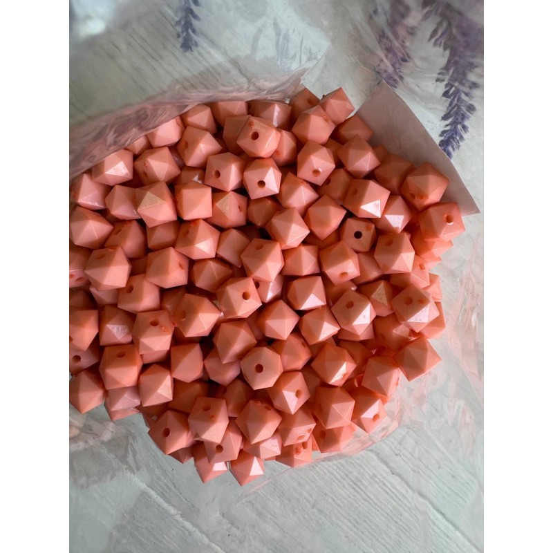 Намистини  " Куб Грановані матові  " 10 мм, персикові   500 грамів
