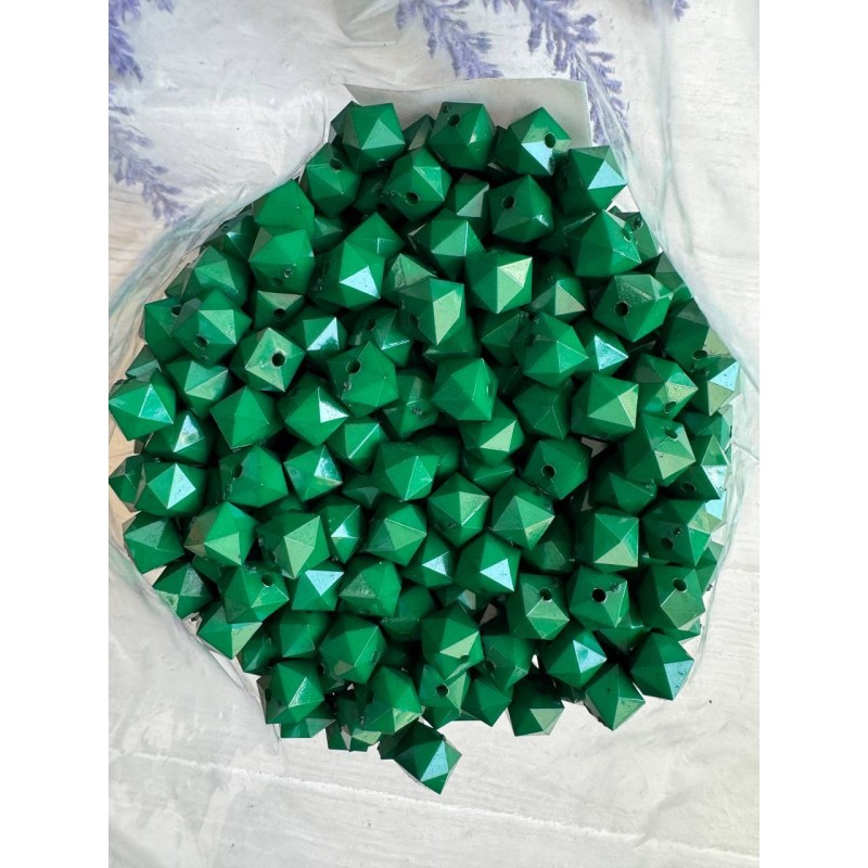 Намистини  "Куб  Грановані матові  " темно зелений 10 мм,  500 грамів