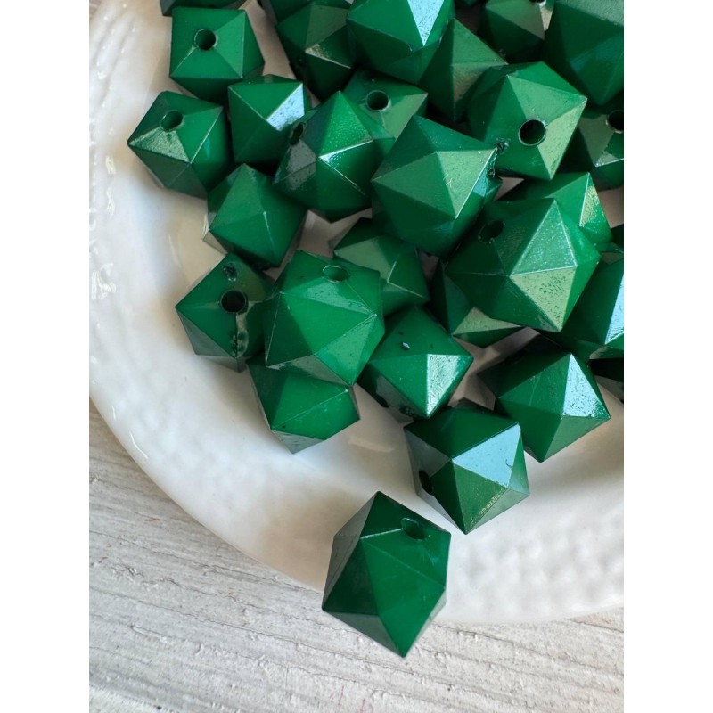 Намистини  "Куб  Грановані матові  " темно зелений 10 мм,  500 грамів